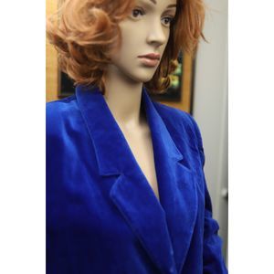 Vintage 1980s Highland Queen Electric Blue Velvet Blazer